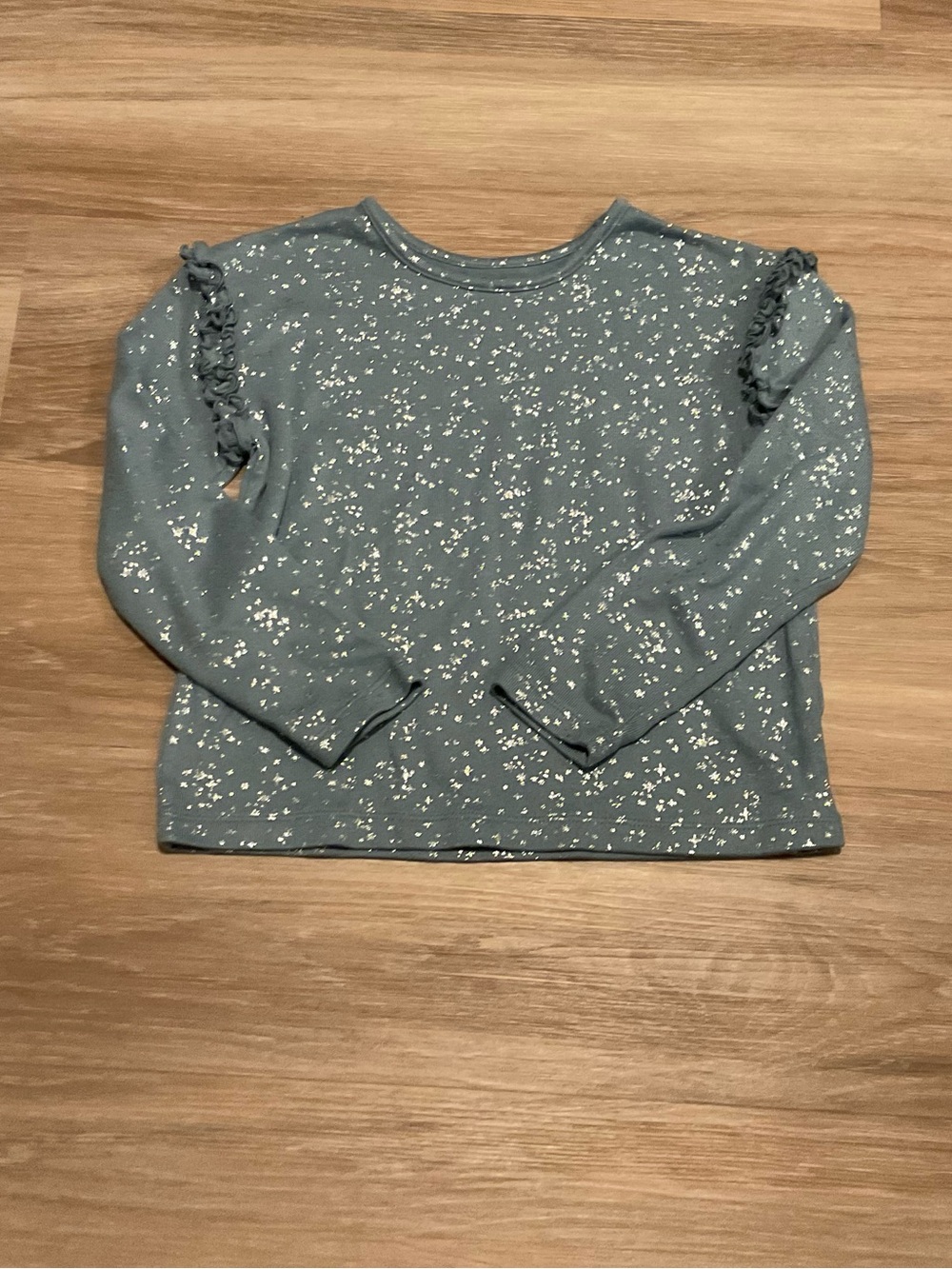 jumping beans Kids Blue Speckled Ruffle-Shoulder Long Sleeve Tee
